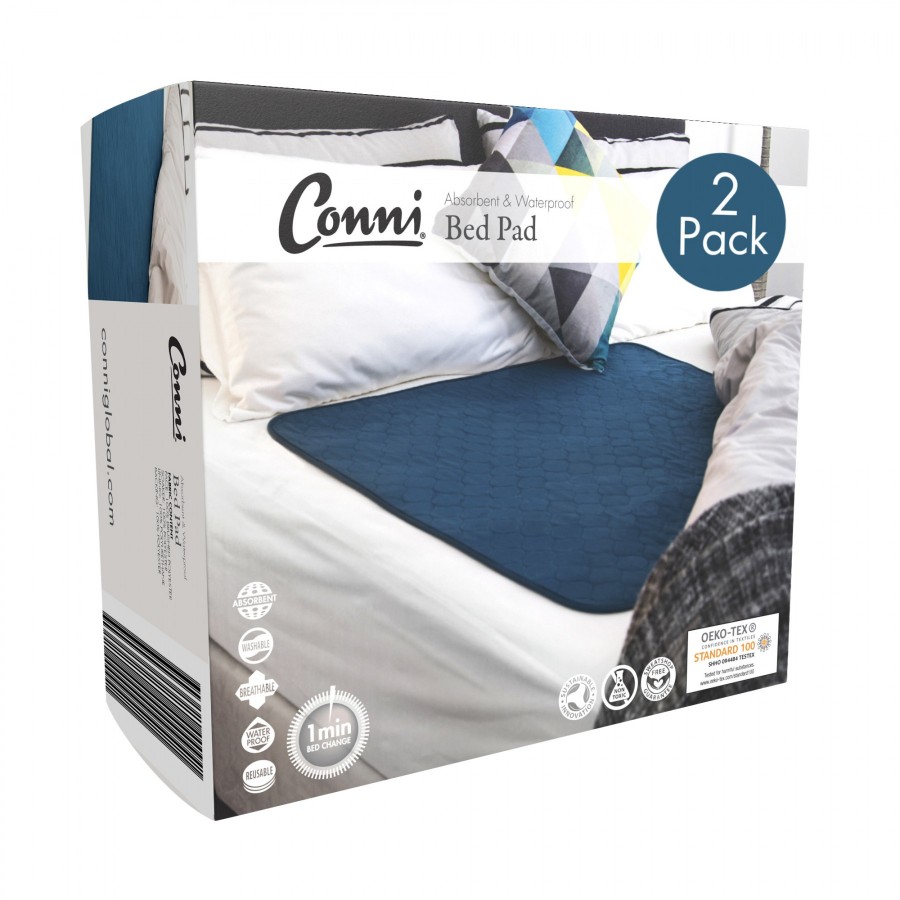 Conni Reusable Bed Pad Teal Blue - 2PACK