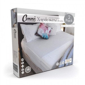Conni X-wide Reusable Bed Pad with Tuck-ins White - 2PACK