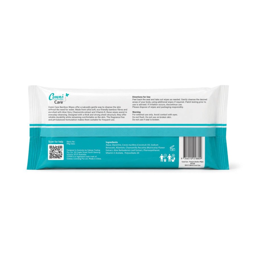 Conni Care - Premium Bamboo Wipes - Pack of 48