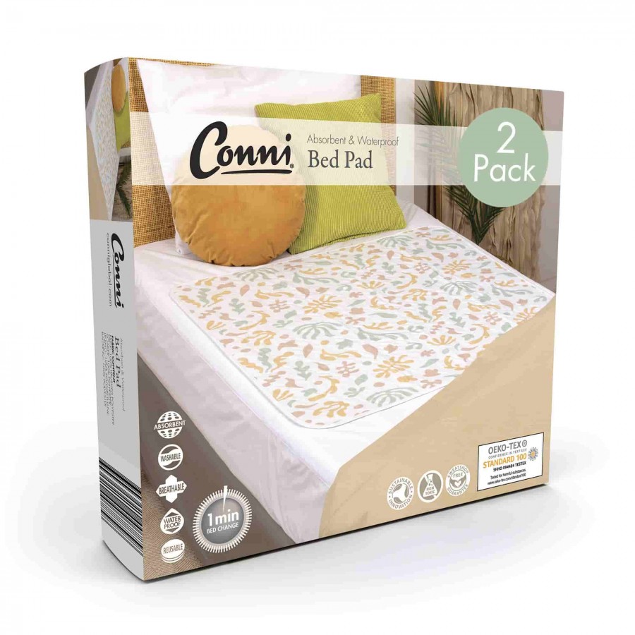Conni Reusable Bed Pad Organic Print - 2PACK