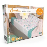 Conni Kids Reusable Bed Pad with Tuck-ins Flower Print - 2 PACK