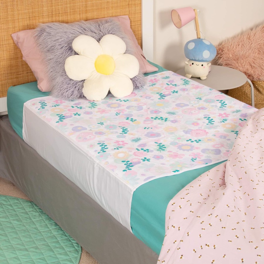 Conni Kids Reusable Bed Pad with Tuck-ins Flower Print - 2 PACK