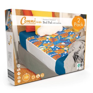 Conni Kids Reusable Bed Pad with Tuck-ins Hero Print - 2 PACK