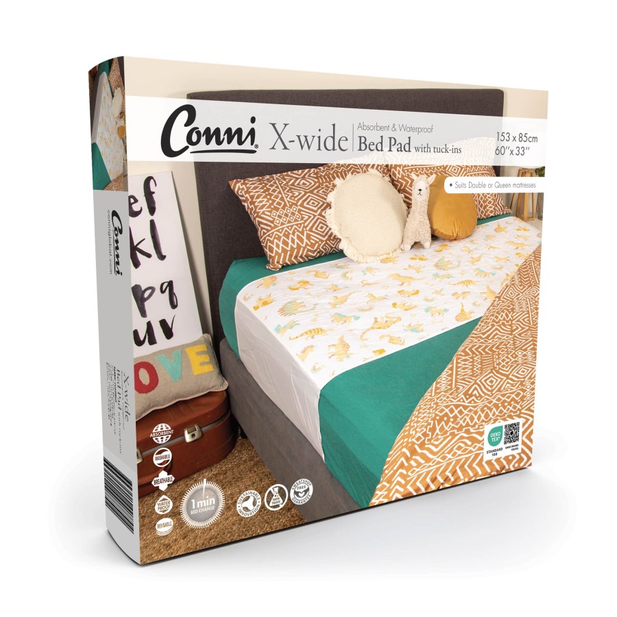 Conni Kids X-wide Bed Pad with tuck-ins - Unicorn & Dinosaur - 2 PACK