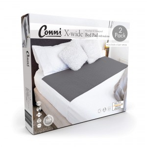 Conni X-wide Reusable Bed Pad with Tuck-ins Charcoal - 2PACK