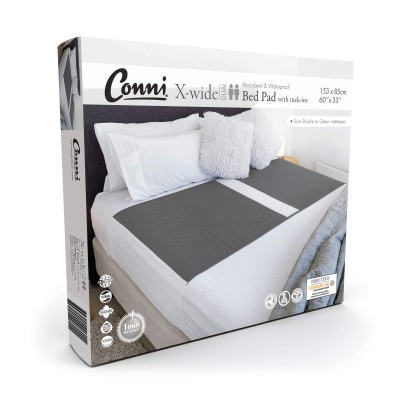 Conni X-wide Dual Reusable Bed Pad with Tuck-ins - Charcoal