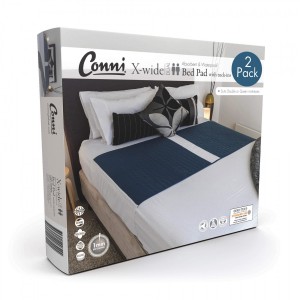 Conni X-wide Dual Reusable Bed Pad with Tuck-ins Teal Blue - 2PACK