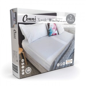 Conni X-wide Dual Reusable Bed Pad with Tuck-ins White - 2PACK