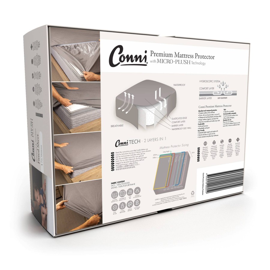 Premium Waterproof Mattress Protector - with Micro-Plush Technology - Charcoal