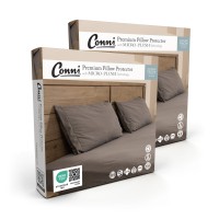 Premium Waterproof Pillow Protector with Micro-Plush Technology -  Charcoal - 2 Pack