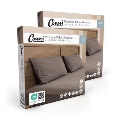 Premium Waterproof Pillow Protector with Micro-Plush Technology -  Charcoal - 2 Pack