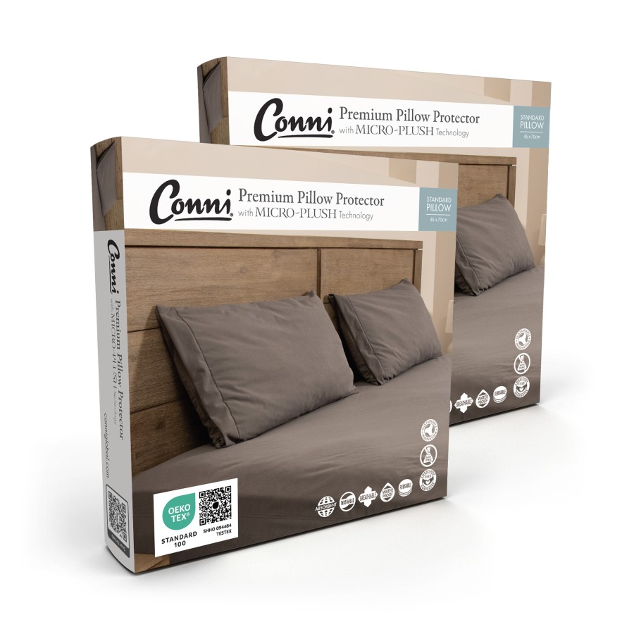 Premium Waterproof Pillow Protector with Micro-Plush Technology -  Charcoal - 2 Pack