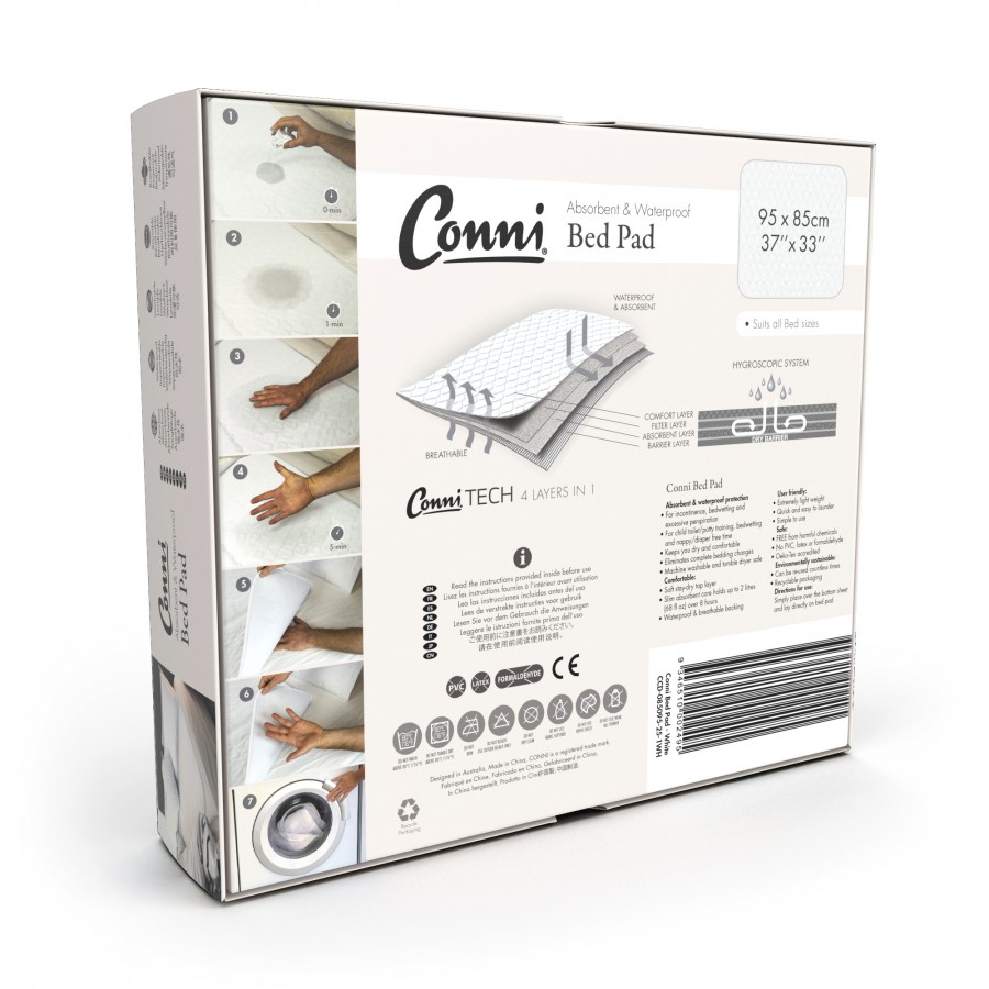 Conni Reusable Bed Pad White - 2PACK